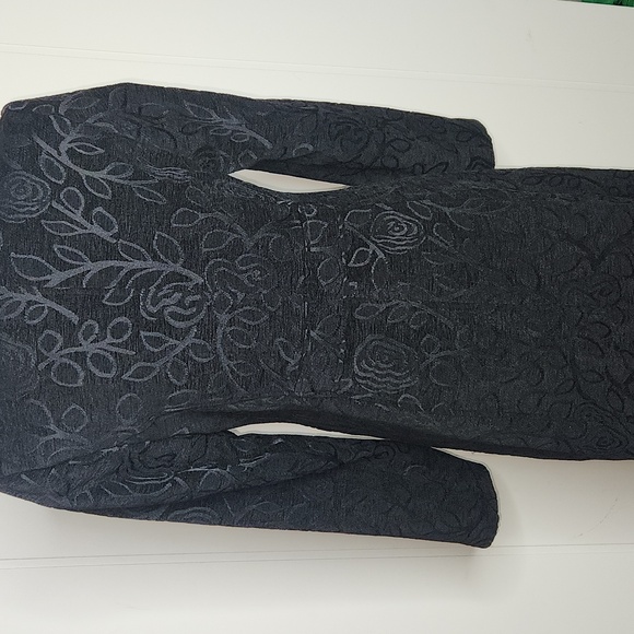 Y2K black velvet Brocade whismigoth Vampire Notch Lapel long length coat - Picture 7 of 13